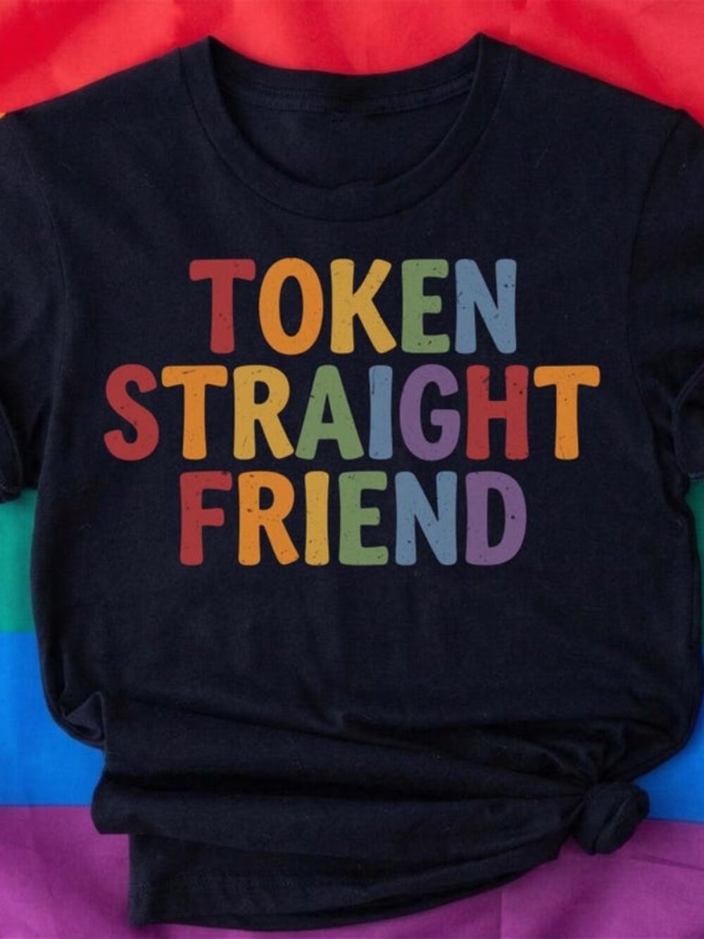Token Straight Friend T-Shirt, Funny LGBTQ Ally Rainbow Tee
